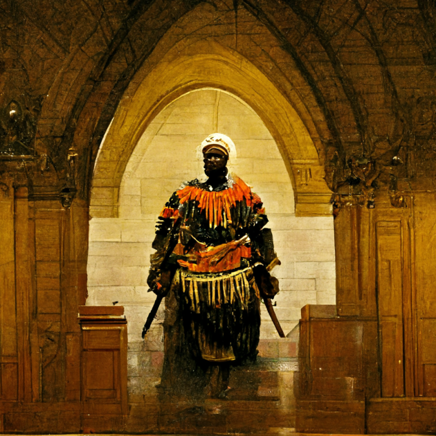 cydric_African_warrior_in_Quebec_parliament_02c761e9-2b5a-4a20-8132-c6aae3856f7c